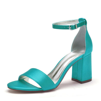 Funki Findz | Shoes | Women's Satin Block Heel Wedding Sandal