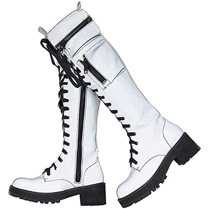 Funki Findz | Boots | Women's Knee High Goth Zip Pouch Boots