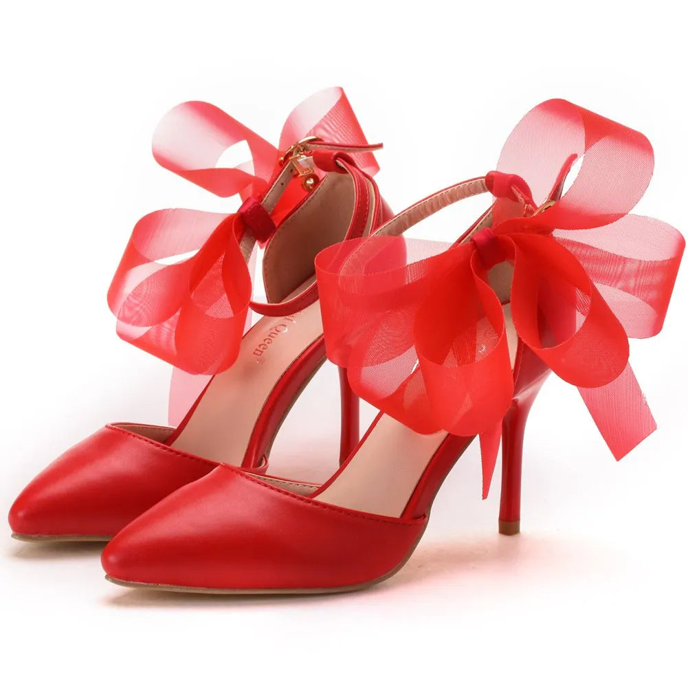 Funki Findz | Shoes | Women's Chiffon Bow Silk Bridal Stilettos