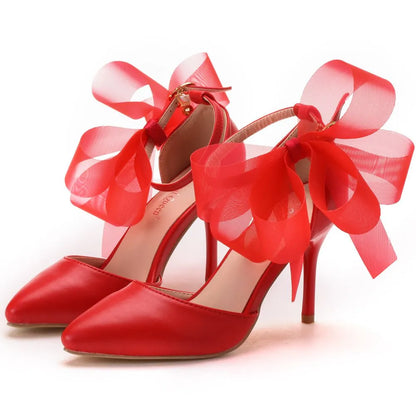 Funki Findz | Shoes | Women's Chiffon Bow Silk Bridal Stilettos