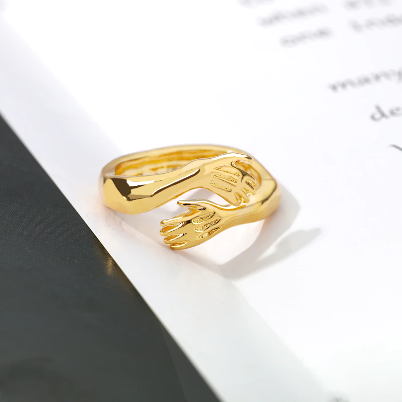 Funki Findz | Rings | Unisex Adjustable Holding Hands Hug Ring
