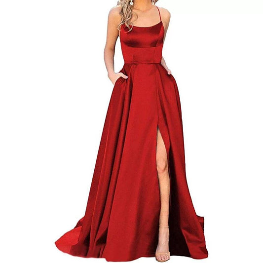 Funki Findz | Dresses | Women's Elegant Long Satin Prom Dress