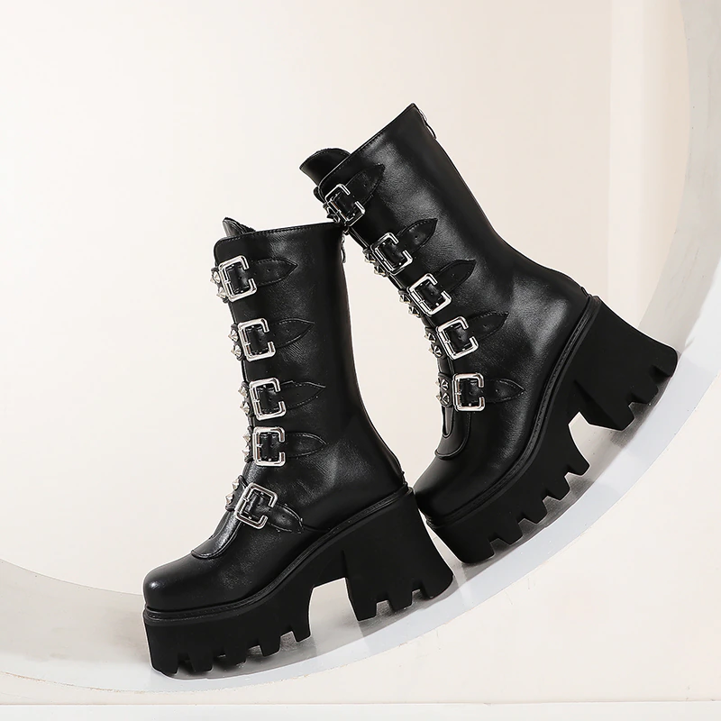 Funki Findz | Boots | Women's Platform Buckle Strap Wedges