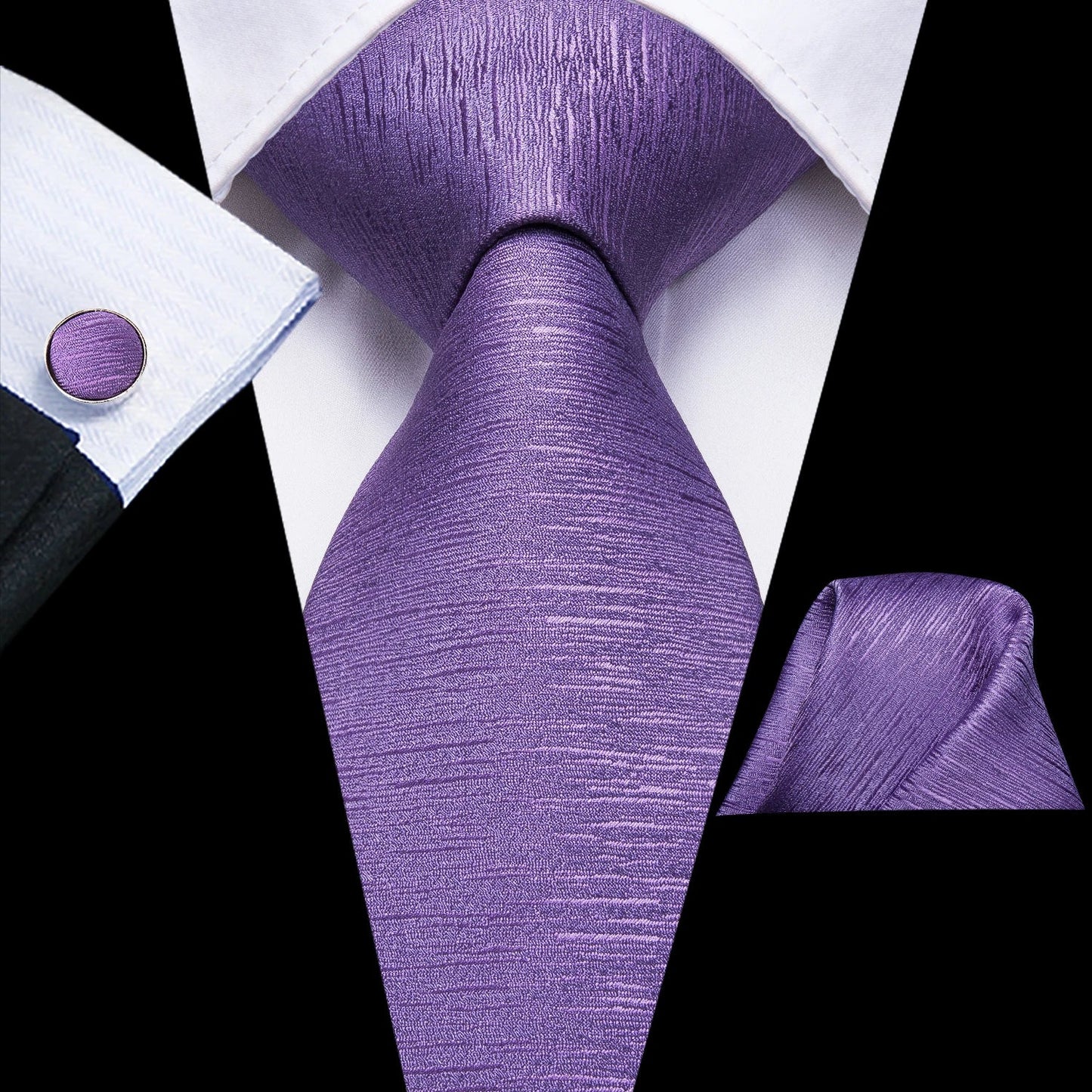 Funki Findz | Neckties | Men's Purple Silk Wedding 3Pcs Tie Set