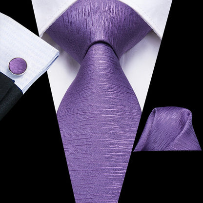 Funki Findz | Neckties | Men's Purple Silk Wedding 3Pcs Tie Set