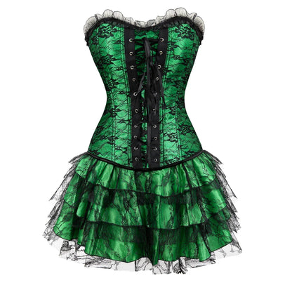 Funki Findz | Dresses | Women's Gothic Satin Lace Corset Dress