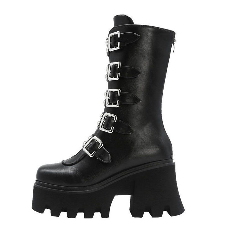 Funki Findz | Boots | Women's Platform Buckle Strap Wedges