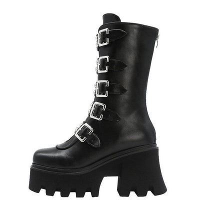 Funki Findz | Boots | Women's Platform Buckle Strap Wedges