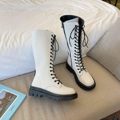 Funki Findz | Boots | Women's White Gothic Punk Lace Up Boots