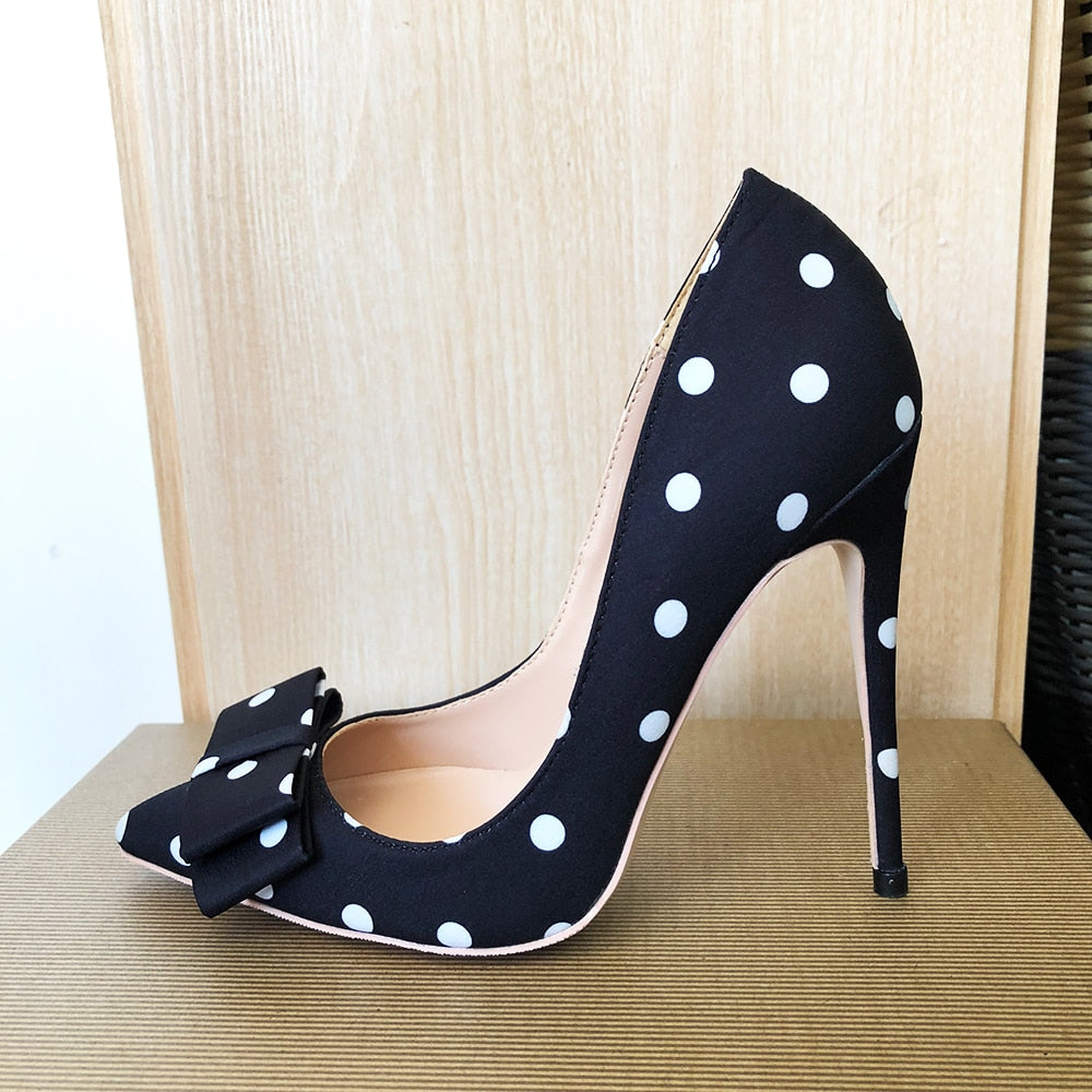 Funki Findz | Shoes | Women's Polka Dot Bowknot Satin Stilettos