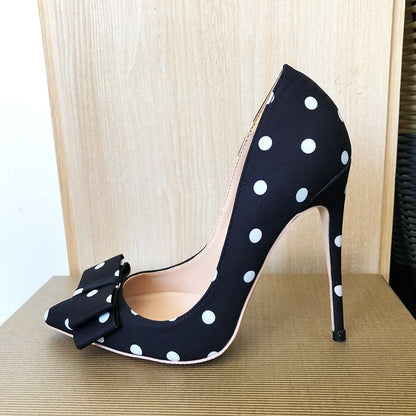Funki Findz | Shoes | Women's Polka Dot Bowknot Satin Stilettos