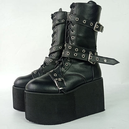 Funki Findz | Boots | Women's Buckle Wedge Platform Boots