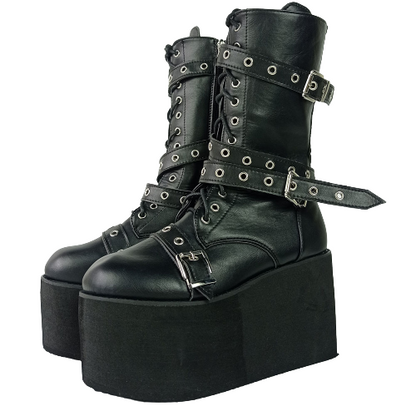 Funki Findz | Boots | Women's Buckle Wedge Platform Boots