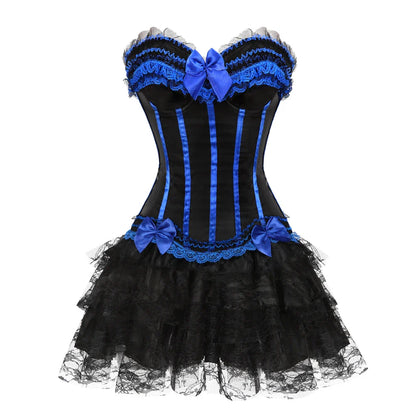 Funki Findz | Dresses | Women's Gothic Satin Lace Corset Dress