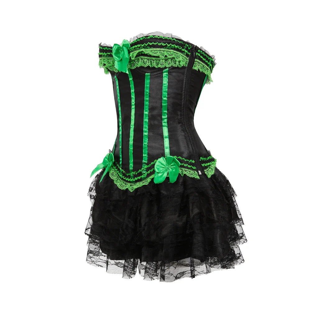 Funki Findz | Dresses | Women's Gothic Satin Lace Corset Dress