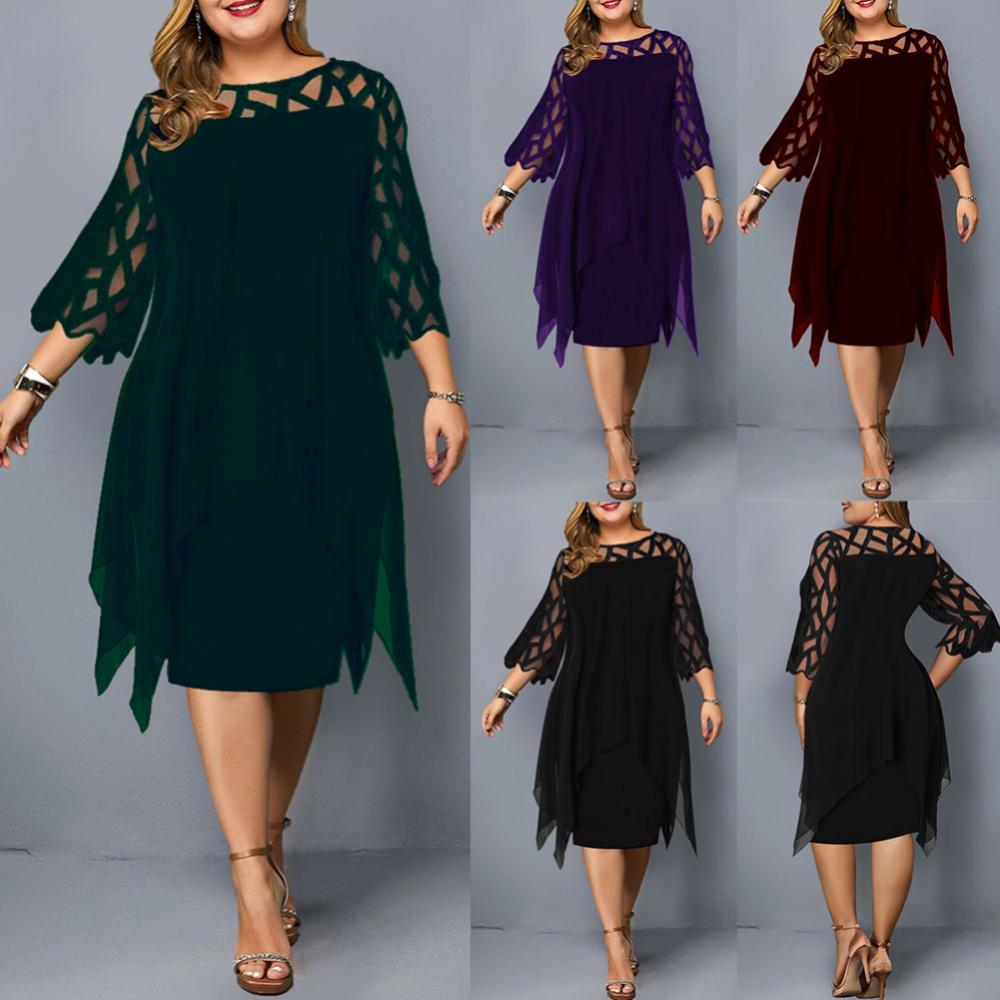 Funki Findz | Dresses | Women's Plus Size Lace Mesh Midi Dress