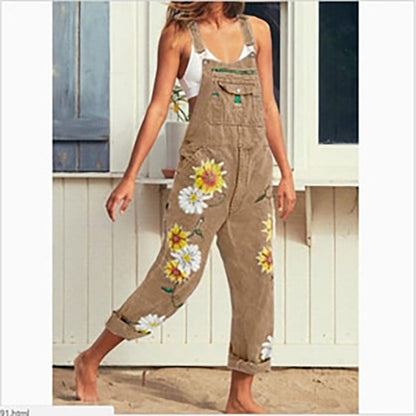 Funki Findz | Pants | Women's  Fashion Daisy Print Bib Overalls
