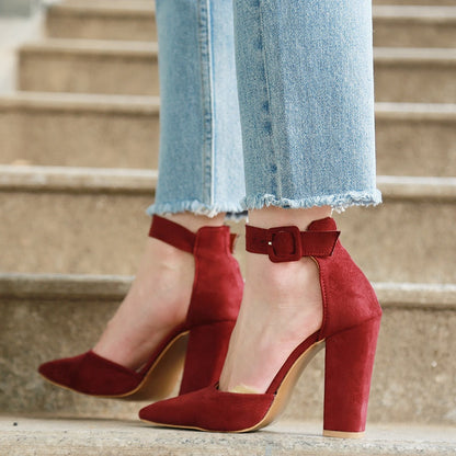 Funki Findz | Shoes | Women's High Block Heel Flock Party Shoe