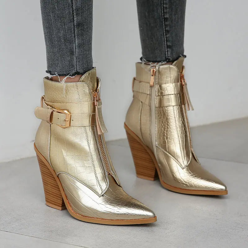 Funki Findz | Boots | Women's Pointed Toe Zip Up Ankle Boots
