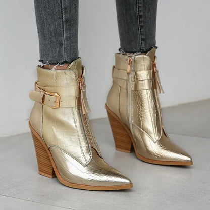 Funki Findz | Boots | Women's Pointed Toe Zip Up Ankle Boots