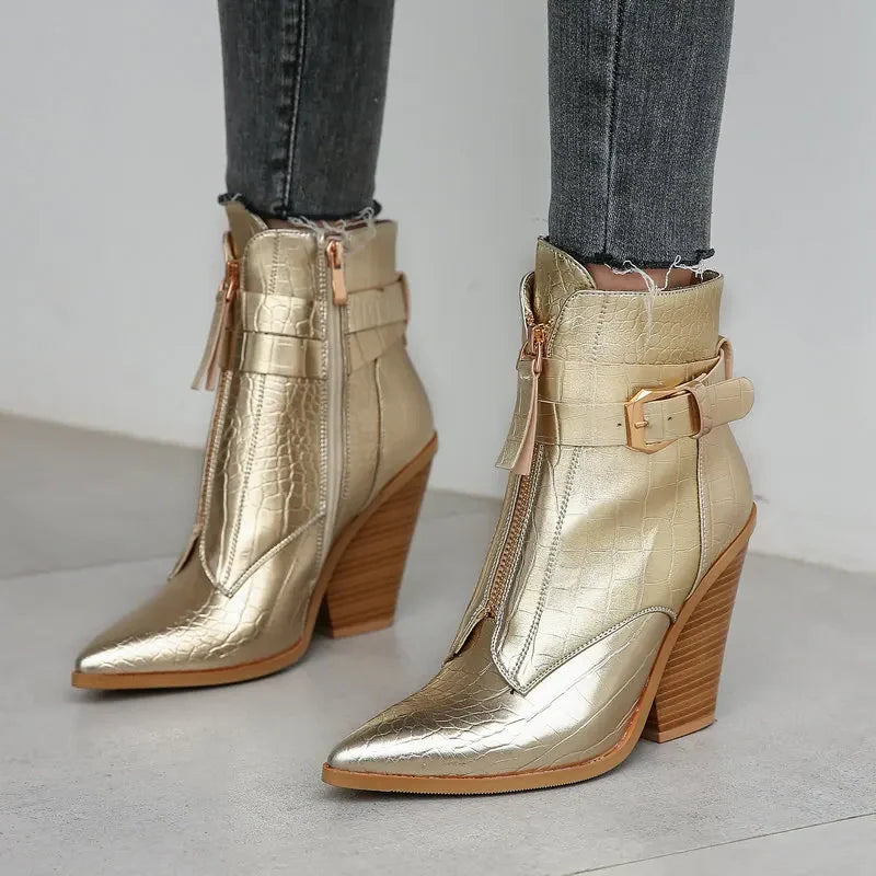 Funki Findz | Boots | Women's Pointed Toe Zip Up Ankle Boots