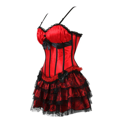 Funki Findz | Dresses | Women's Gothic Satin Lace Corset Dress