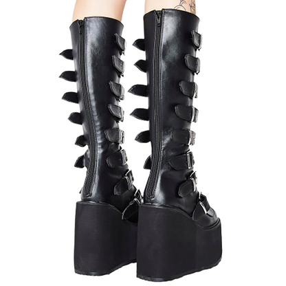 Funki Findz | Boots | Women's High Platform Wedge Buckle Boot