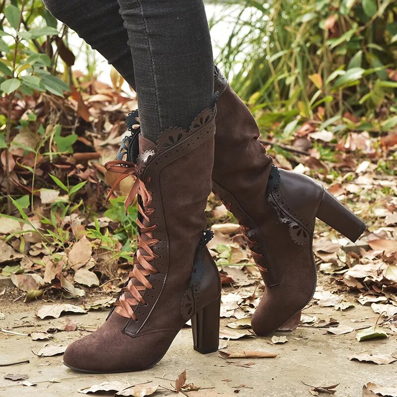 Funki Findz | Boots | Women's Steampunk Lace Top Granny Boot