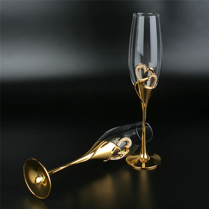 Funki Findz | Glasses | Wedding Champagne Flutes | Gold Heart