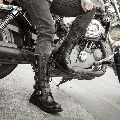 Funki Findz | Boots | Men's Buckle Strap Mid-Calf Gothic Boots