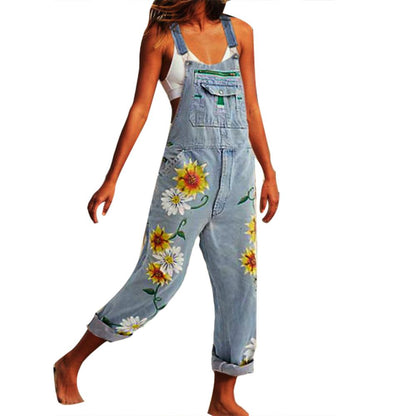 Funki Findz | Pants | Women's Sunflower Denim Bib Overalls