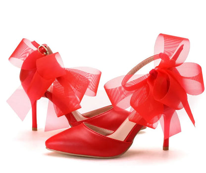 Funki Findz | Shoes | Women's Chiffon Bow Silk Bridal Stilettos