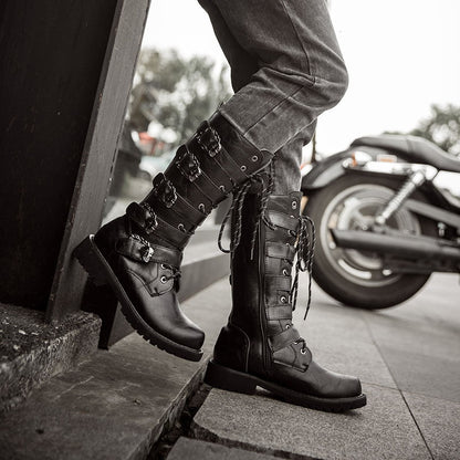 Funki Findz | Boots | Men's Buckle Strap Mid-Calf Gothic Boots