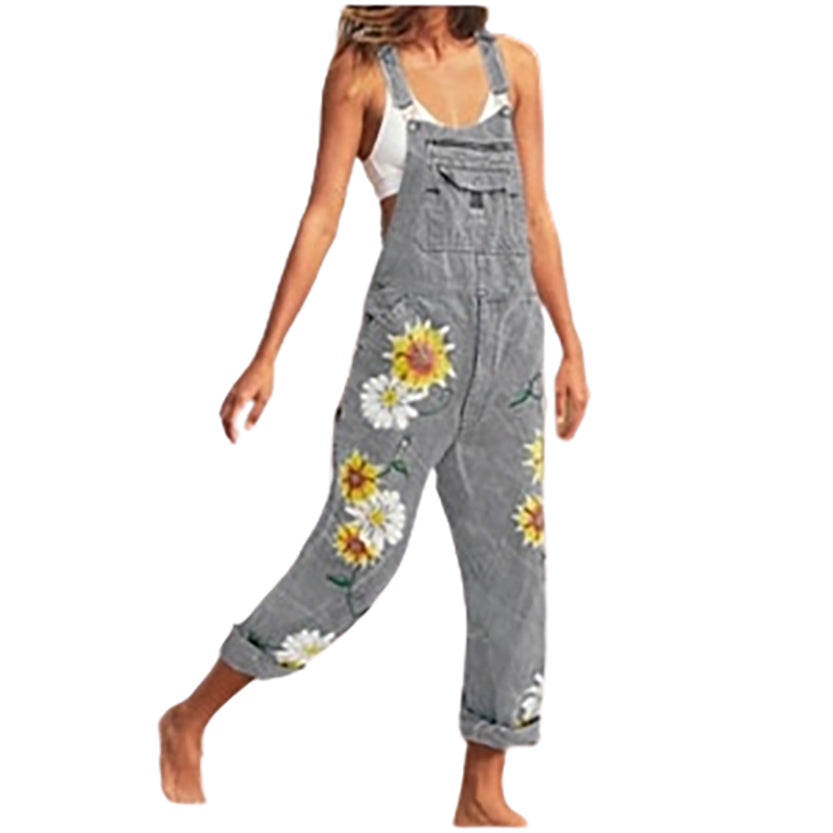 Funki Findz | Pants | Women's  Fashion Daisy Print Bib Overalls