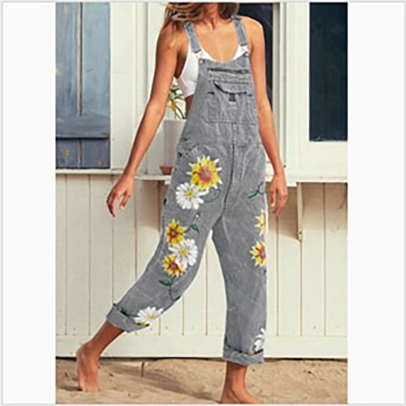 Funki Findz | Pants | Women's  Fashion Daisy Print Bib Overalls