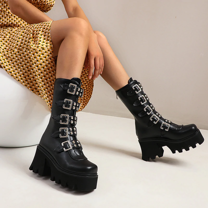 Funki Findz | Boots | Women's Platform Buckle Strap Wedges
