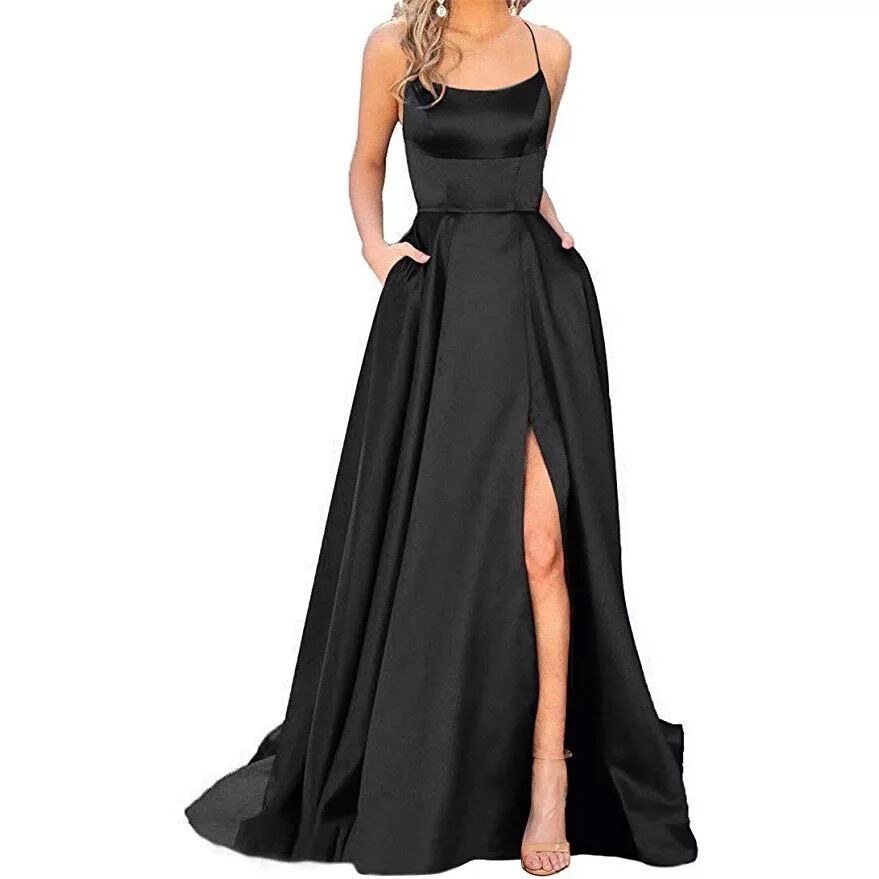 Funki Findz | Dresses | Women's Elegant Long Satin Prom Dress