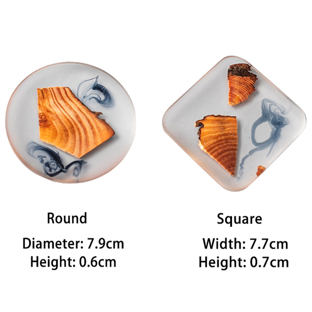 Funki Findz | Coasters | Pine Wood Resin Drink Coasters 6 Pcs