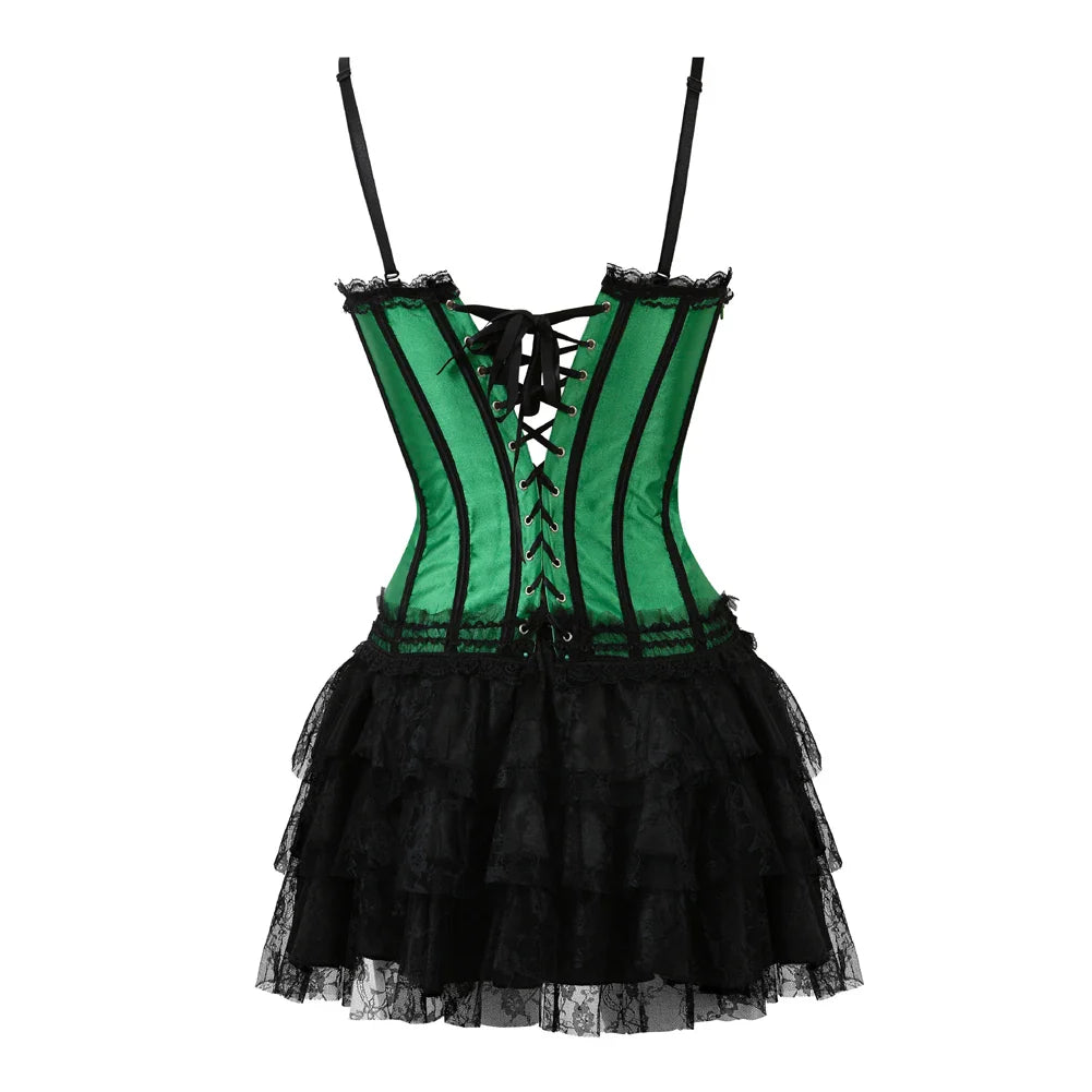 Funki Findz | Dresses | Women's Gothic Satin Lace Corset Dress