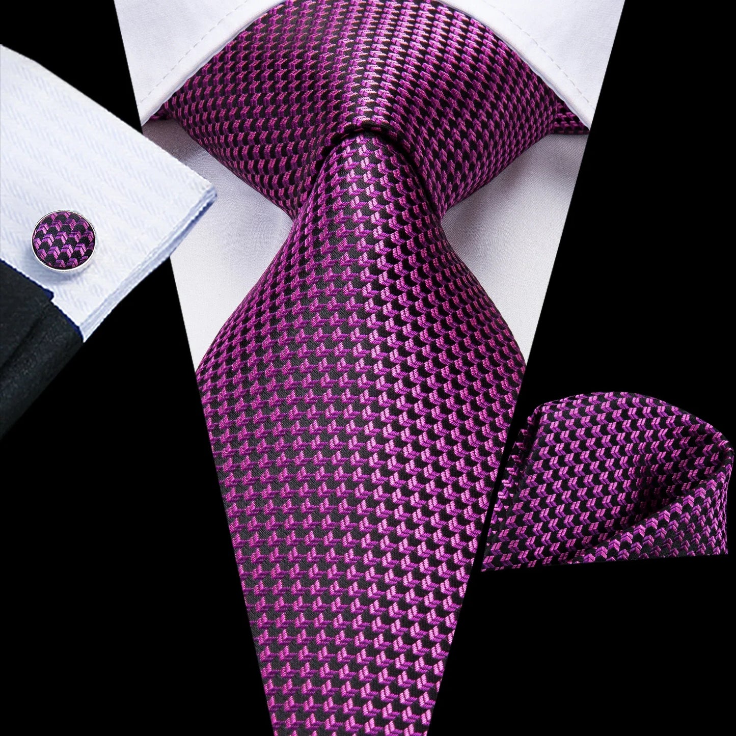 Funki Findz | Neckties | Men's Purple Silk Wedding 3Pcs Tie Set