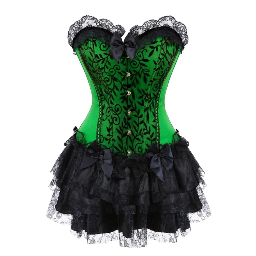 Funki Findz | Dresses | Women's Gothic Satin Lace Corset Dress
