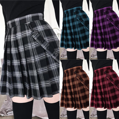 Funki Findz | Skirts | Women's Gothic Suspender Mini Skirt | Plaid