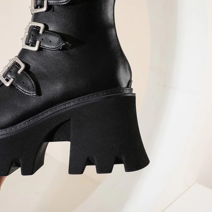 Funki Findz | Boots | Women's Platform Buckle Strap Wedges