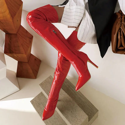 Funki Findz | Boots | Women's Over Knee Patent Stiletto Boots