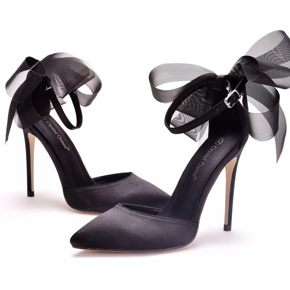 Funki Findz | Shoes | Women's Chiffon Bow Silk Bridal Stilettos