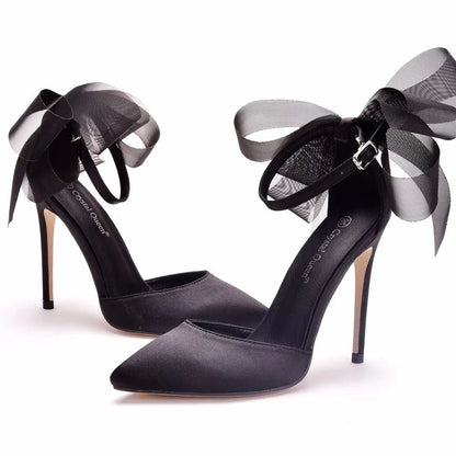 Funki Findz | Shoes | Women's Chiffon Bow Silk Bridal Stilettos