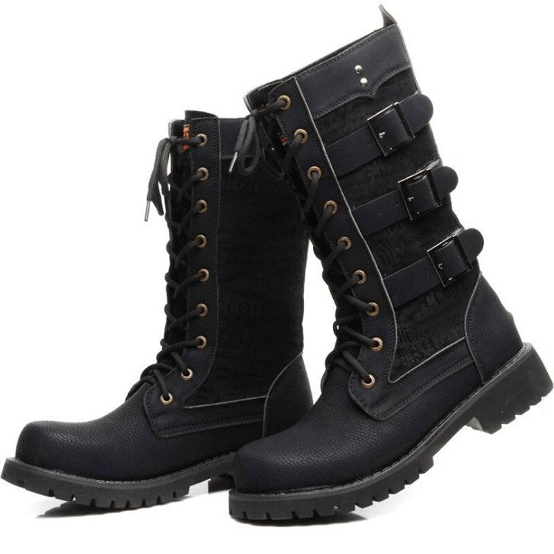 Funki Findz | Boots | Men's Gothic Motorcycle Mid-Calf Boots