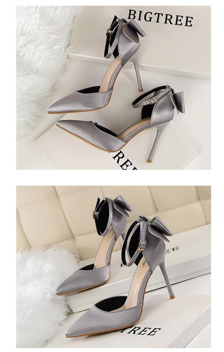 Funki Findz | Shoes | Women's Elegant Silk Bow Stiletto Pumps
