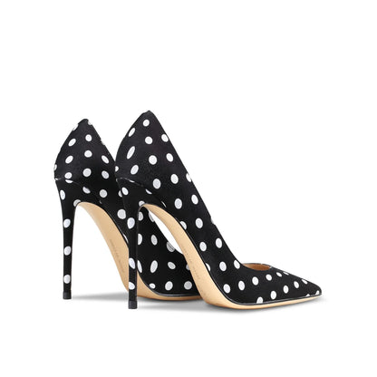 Funki Findz | Shoes | Women's Silk Polka Dot Pointed Toe Heels