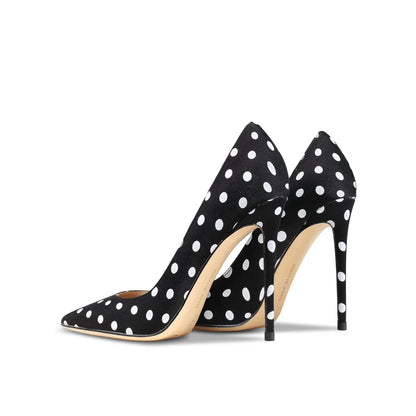 Funki Findz | Shoes | Women's Silk Polka Dot Pointed Toe Heels